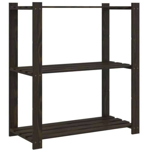 Stalak za pohranu s 3 razine crni 80x38x90 cm masivna borovina - Crna 80 x 38 x 90 cm 1 Cijena