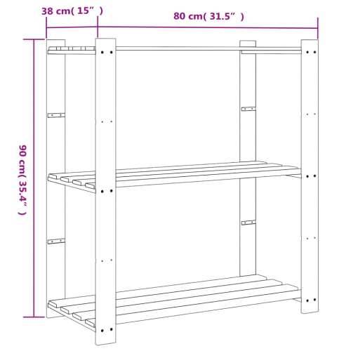 Stalak za pohranu s 3 razine crni 80x38x90 cm masivna borovina - Crna 80 x 38 x 90 cm 1 Cijena