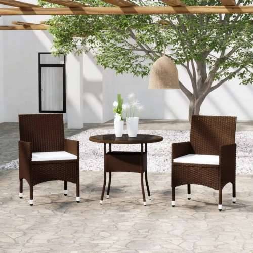 3-dijelni vrtni bistro set poliratan i kaljeno staklo smeđi Smeđa Ø 80 cm table 2 Cijena