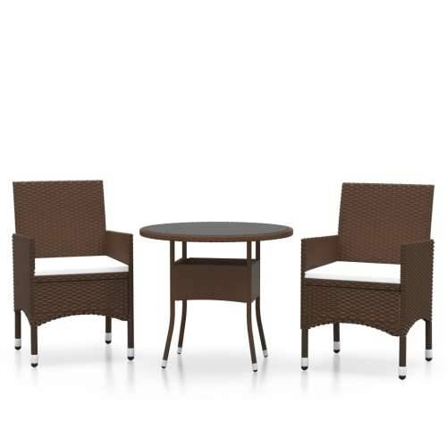 3-dijelni vrtni bistro set poliratan i kaljeno staklo smeđi Smeđa Ø 80 cm table 2 Cijena