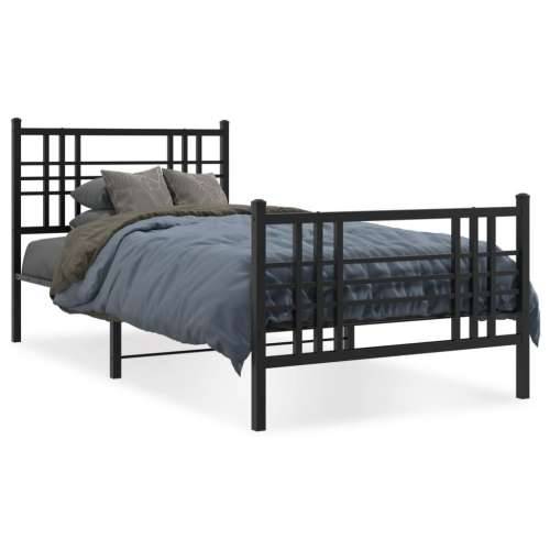 Metalni okvir kreveta uzglavlje i podnožje crni 107x203 cm - Crna 107 x 203 cm s uzglavljem i podnožjem Cijena
