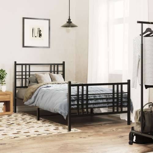 Metalni okvir kreveta uzglavlje i podnožje crni 107x203 cm - Crna 107 x 203 cm s uzglavljem i podnožjem Cijena