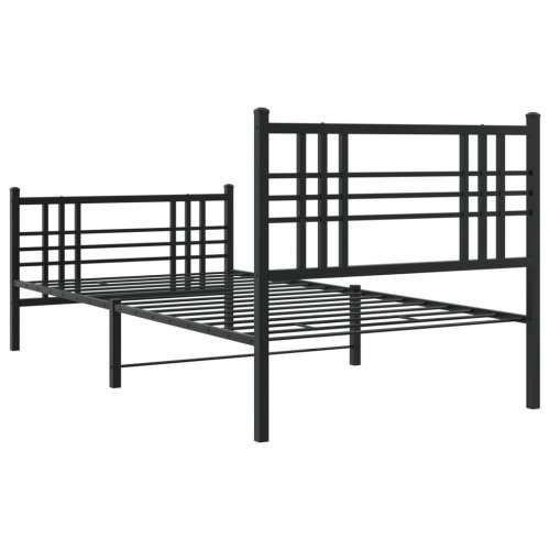 Metalni okvir kreveta uzglavlje i podnožje crni 107x203 cm - Crna 107 x 203 cm s uzglavljem i podnožjem Cijena
