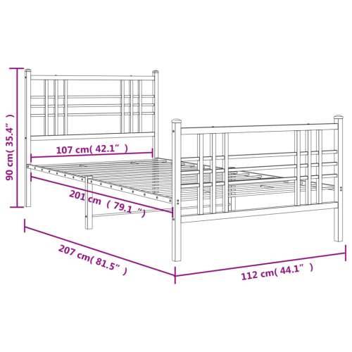 Metalni okvir kreveta uzglavlje i podnožje crni 107x203 cm - Crna 107 x 203 cm s uzglavljem i podnožjem Cijena
