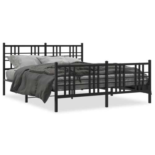 Metalni okvir kreveta uzglavlje i podnožje crni 150x200 cm - Crna 150 x 200 cm s uzglavljem i podnožjem Cijena