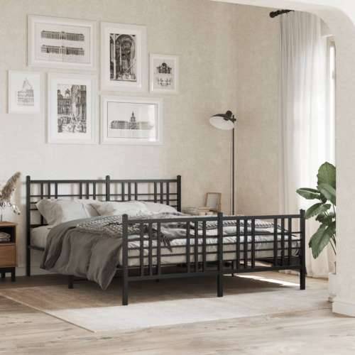 Metalni okvir kreveta uzglavlje i podnožje crni 150x200 cm - Crna 150 x 200 cm s uzglavljem i podnožjem Cijena