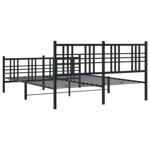 Metalni okvir kreveta uzglavlje i podnožje crni 150x200 cm - Crna 150 x 200 cm s uzglavljem i podnožjem Cijena