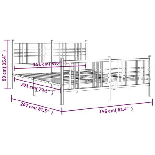 Metalni okvir kreveta uzglavlje i podnožje crni 150x200 cm - Crna 150 x 200 cm s uzglavljem i podnožjem Cijena
