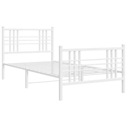 Metalni okvir kreveta uzglavlje i podnožje bijeli 90 x 200 cm - Bijela 90 x 200 cm s uzglavljem i podnožjem Cijena