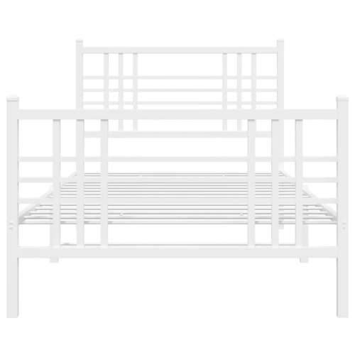 Metalni okvir kreveta uzglavlje i podnožje bijeli 90 x 200 cm - Bijela 90 x 200 cm s uzglavljem i podnožjem Cijena