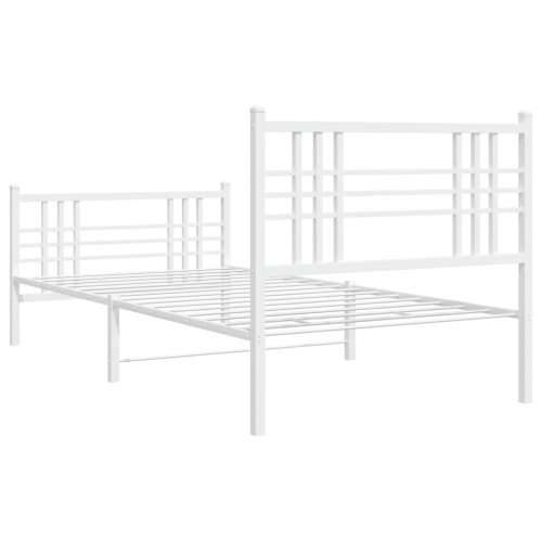 Metalni okvir kreveta uzglavlje i podnožje bijeli 90 x 200 cm - Bijela 90 x 200 cm s uzglavljem i podnožjem Cijena