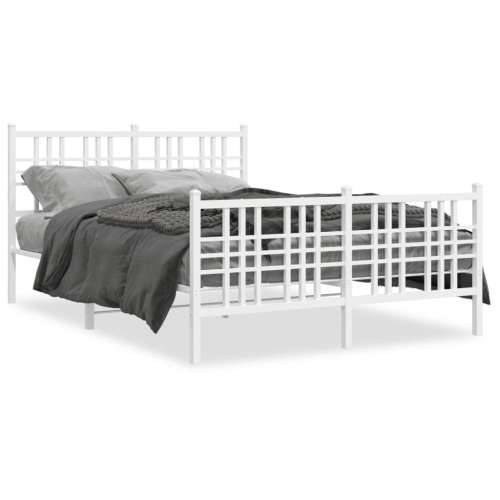 Metalni okvir kreveta uzglavlje i podnožje bijeli 137x190 cm - Bijela 135 x 190 cm s uzglavljem i podnožjem Cijena
