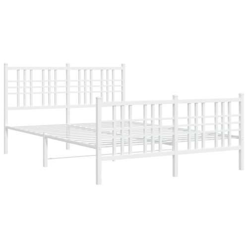 Metalni okvir kreveta uzglavlje i podnožje bijeli 137x190 cm - Bijela 135 x 190 cm s uzglavljem i podnožjem Cijena