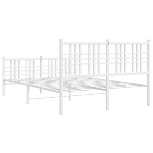 Metalni okvir kreveta uzglavlje i podnožje bijeli 137x190 cm - Bijela 135 x 190 cm s uzglavljem i podnožjem Cijena