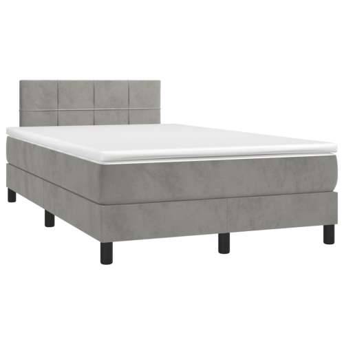 Krevet s oprugama i madracem svjetlosivi 120x190 cm baršunasti - Svjetlosiva 120 x 190 cm Blok s kvadratima Cijena