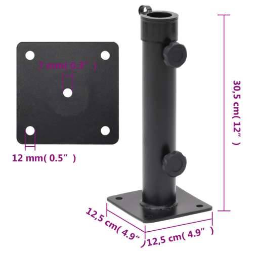 Baza suncobrana za stup Ø 38/48 mm mat crna čelična - mat crna 1 Cijena
