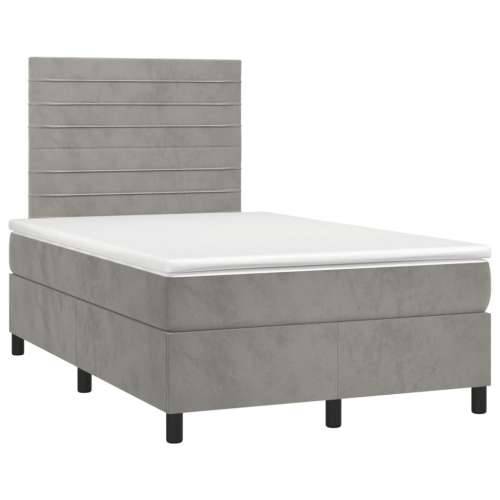 Krevet s oprugama i madracem svjetlosivi 120x190 cm baršunasti - Svjetlosiva 120 x 190 cm vodoravne pruge Cijena