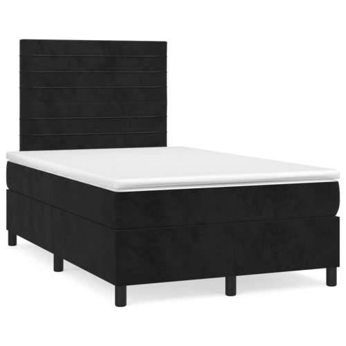 Krevet box spring s madracem crni 120 x 190 cm baršunasti - Crna 120 x 190 cm vodoravne pruge Cijena