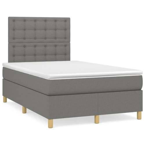 Krevet box spring s madracem LED tamnosivi 120 x 190 cm tkanina - Tamno siva 120 x 190 cm gumbi Cijena