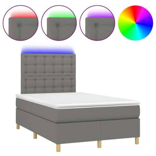 Krevet box spring s madracem LED tamnosivi 120 x 190 cm tkanina - Tamno siva 120 x 190 cm gumbi Cijena
