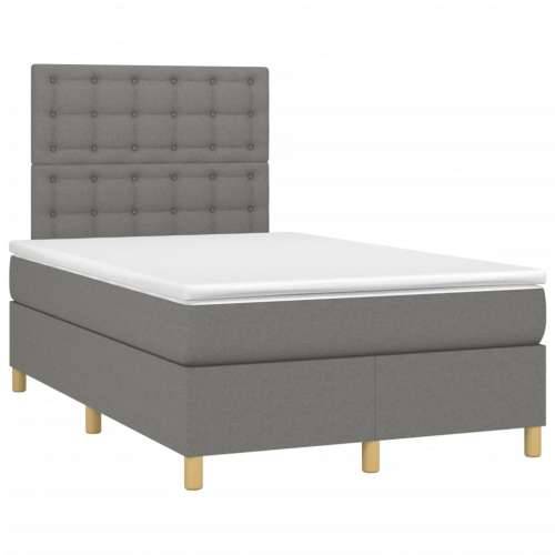 Krevet box spring s madracem LED tamnosivi 120 x 190 cm tkanina - Tamno siva 120 x 190 cm gumbi Cijena