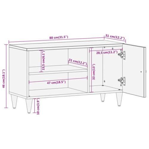 TV ormarić 80 x 31 x 46 cm od masivnog drva manga - Prirodna 1 Cijena