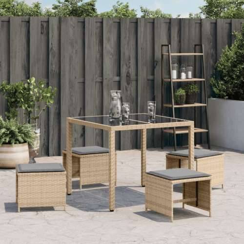 Vrtni taburei s jastucima 4 kom 41x41x36 cm od poliratana - Miješana bež 4 Cijena
