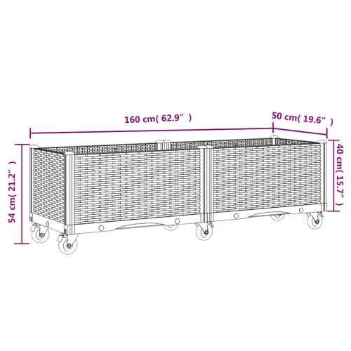 Vrtna sadilica s kotačima plava siva 160x50x54 cm PP - Plavo-siva 160 x 50 x 54 cm 1 Cijena
