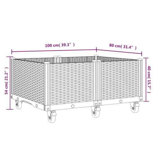 Vrtna sadilica s kotačima crna 100 x 80 x 54 cm PP - Crna 100 x 80 x 54 cm 1 Cijena