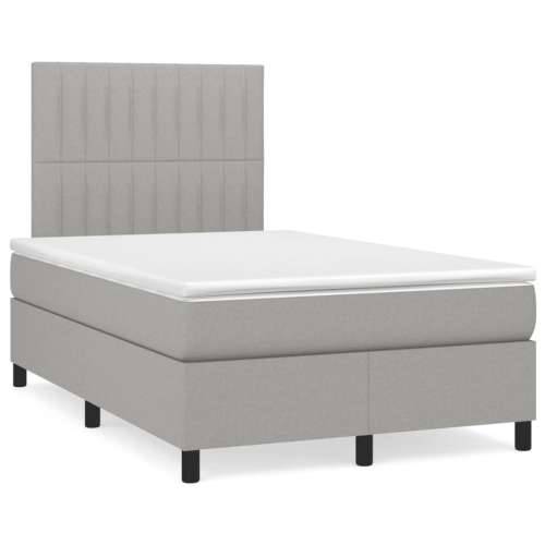 Krevet s oprugama i madracem svjetlosivi 120x190 cm od tkanine - Svjetlosiva 120 x 190 cm Okomite pruge Cijena