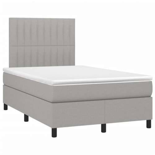 Krevet s oprugama i madracem svjetlosivi 120x190 cm od tkanine - Svjetlosiva 120 x 190 cm Okomite pruge Cijena