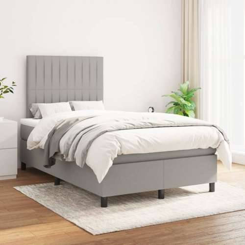 Krevet s oprugama i madracem svjetlosivi 120x190 cm od tkanine - Svjetlosiva 120 x 190 cm Okomite pruge Cijena