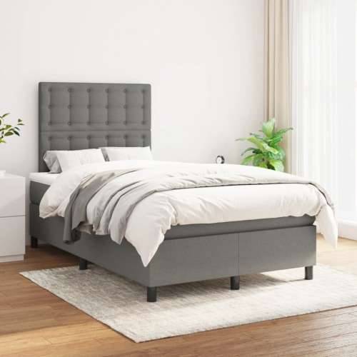 Krevet box spring s madracem tamnosivi 120 x 190 cm tkanina - Tamno siva 120 x 190 cm gumbi Cijena