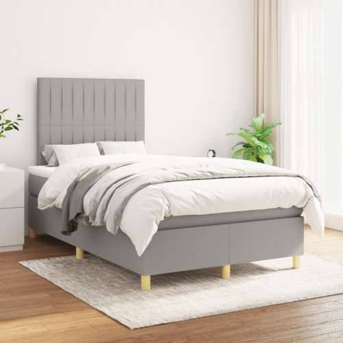 Krevet s oprugama i madracem svjetlosivi 120x190 cm od tkanine - Svjetlosiva 120 x 190 cm Okomite pruge Cijena