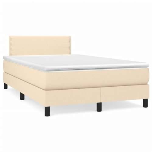 Krevet s oprugama i madracem LED krem 120 x 190 cm od tkanine - Krema 120 x 190 cm Obično s čavlima Cijena