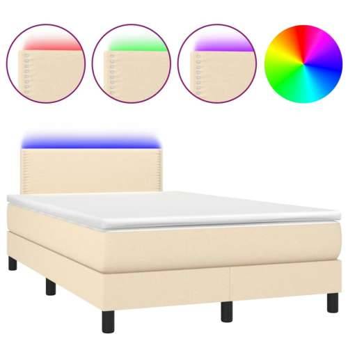 Krevet s oprugama i madracem LED krem 120 x 190 cm od tkanine - Krema 120 x 190 cm Obično s čavlima Cijena