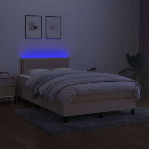 Krevet s oprugama i madracem LED krem 120 x 190 cm od tkanine - Krema 120 x 190 cm Obično s čavlima Cijena