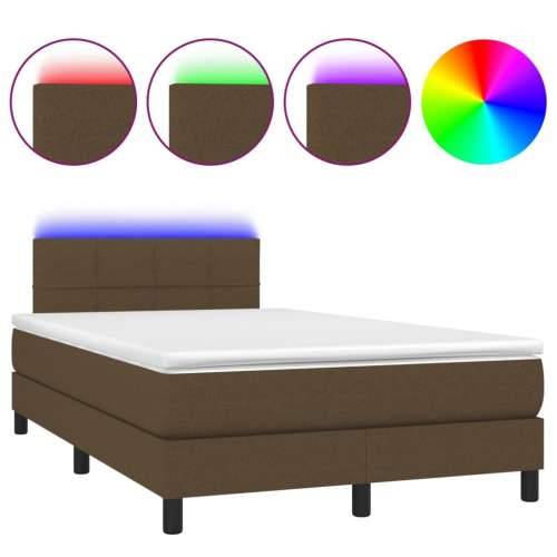 Krevet s oprugama i madracem LED tamnosmeđi 120x190 cm tkanina - Tamno smeđa 120 x 190 cm Blok s kvadratima Cijena