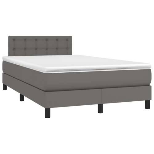 Krevet s oprugama i madracem LED sivi 120x190 cm umjetna koža - Siva 120 x 190 cm gumbi Cijena