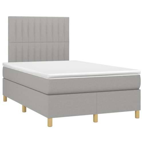 Krevet s oprugama i madracem LED svjetlosivi 120x190 cm tkanina - Svjetlosiva 120 x 190 cm Okomite pruge Cijena
