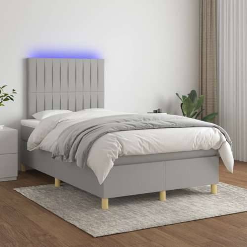 Krevet s oprugama i madracem LED svjetlosivi 120x190 cm tkanina - Svjetlosiva 120 x 190 cm Okomite pruge Cijena