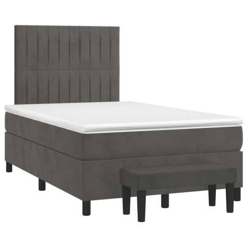 Krevet box spring s madracem tamnosivi 120 x 190 cm baršun - Tamno siva 120 x 190 cm Okomite pruge Cijena