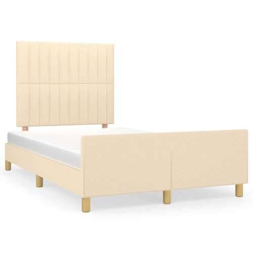 Okvir kreveta bez madraca krem 120x190 cm od tkanine - Krema 120 x 190 cm Okomite pruge Cijena