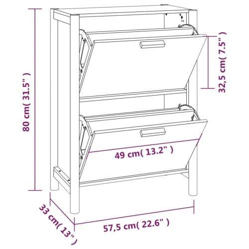 Ormarić za cipele crni 57,5x33x80 cm od konstruiranog drva - Crna 1 Cijena
