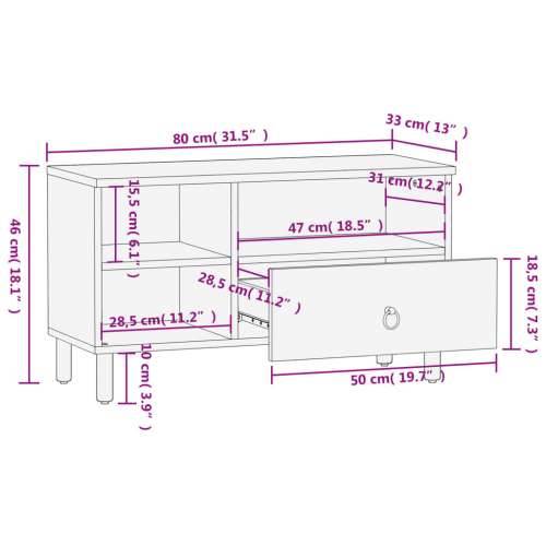 TV ormarić 80x33x46 cm od masivnog drva manga Cijena