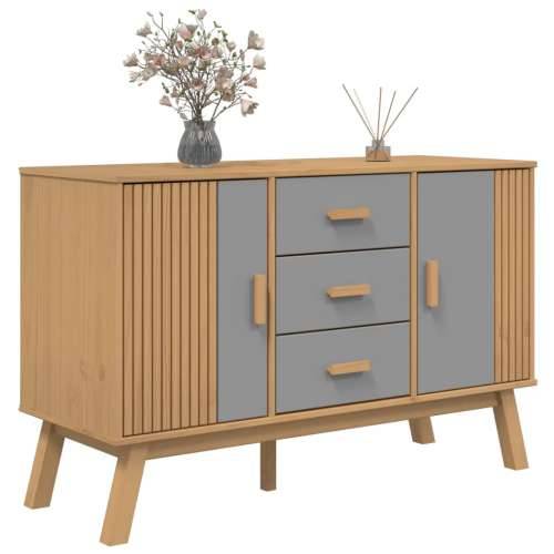 Komoda OLDEN sivo-smeđa 114 x 43 x 73,5 cm od masivne borovine - Siva i smeđa 1 Cijena