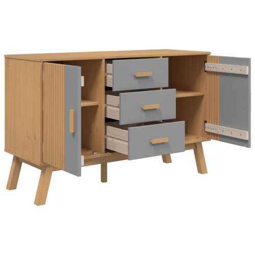 Komoda OLDEN sivo-smeđa 114 x 43 x 73,5 cm od masivne borovine - Siva i smeđa 1 Cijena