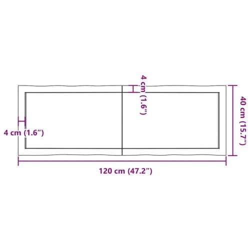 Stolna ploča 120x40x(2-4) cm od hrastovine sa živim rubom - Prirodna 120 x 40 x 4 cm 1 Cijena