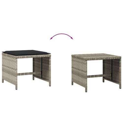 Vrtni taburei s jastucima 4 kom 41x41x36 cm od poliratana - Svjetlosiva 4 Cijena