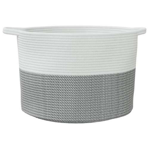 Košara za rublje sivo-bijela Ø 55 x 36 cm pamučna Siva i bijela 55 x 36 cm 1 Cijena